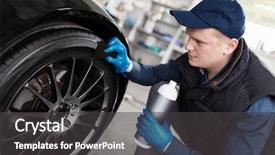  Presentation with tyre elevator motor car - PPT layouts consisting of glose - man washing car tyres background and a dark gray colored foreground