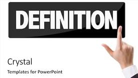  Presentation with definition - Cool new presentation design with glossary - businessman pressing button backdrop and a white colored foreground