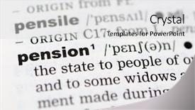  Presentation with pension - Beautiful slide deck featuring glossary - close up of the word backdrop and a light gray colored foreground