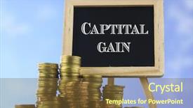  Presentation with piles - Colorful presentation theme enhanced with glossary - many piles of coins backdrop and a tawny brown colored foreground