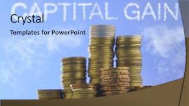  Presentation with piles - Amazing slide set having glossary - many piles of coins backdrop and a light blue colored foreground