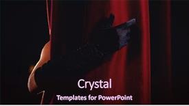  Presentation with black hand - Cool new PPT layouts with glove behind curtain at stage backdrop and a  colored foreground