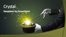  Presentation with conjuring - Presentation theme with glove hand conjuring something mysterious background and a tawny brown colored foreground