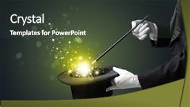  Presentation with conjuring - Presentation design consisting of glove hand conjuring something mysterious background and a tawny brown colored foreground