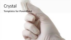  Presentation with medical robot hand and doctor - Presentation with glove hands - doctor hand holding cheesecloth isolated background and a white colored foreground