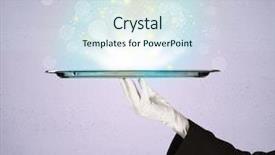  Presentation with glowing lights - Presentation with avant garde restaurant business - glowing lights glitter on silver background and a sky blue colored foreground