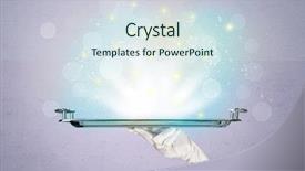  Presentation with glowing lights - Cool new presentation theme with avant garde restaurant business - glowing lights glitter on silver backdrop and a sky blue colored foreground