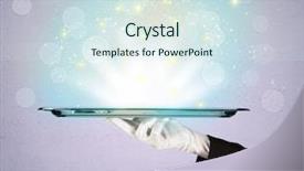  Presentation with glowing lights - Presentation consisting of avant garde restaurant business - glowing lights glitter on silver background and a sky blue colored foreground