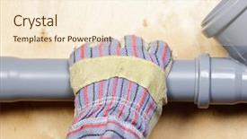  Presentation with pvc - PPT layouts enhanced with glove with pvc sewage pipe background and a cream colored foreground