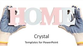  Presentation with holding hands - Presentation featuring glove with text banner human background and a white colored foreground