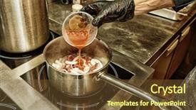  Presentation with toc chef - Slide deck having gloved chef is adding strained background and a tawny brown colored foreground