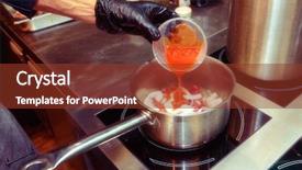  Presentation with tomatoes mechanism - Audience pleasing slide set consisting of gloved chef is adding strained backdrop and a tawny brown colored foreground