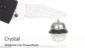  Presentation with bell service - Presentation featuring gloved hand extended over service background and a white colored foreground
