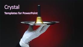  Presentation with bell service - Presentation theme having gloved hand holding a service background and a wine colored foreground
