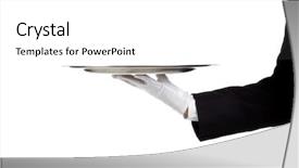  Presentation with silver - PPT theme having gloved hand holding a silver background and a white colored foreground