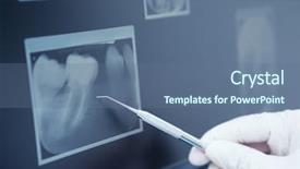  Presentation with teeth - Cool new slides with gloved hand holding dental backdrop and a ocean colored foreground