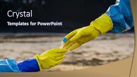  Presentation with polluted - Colorful slide deck enhanced with gloved-hand-of-ecologist backdrop and a wine colored foreground