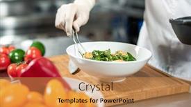  Presentation with ceramic - Slide set with gloved-hand-of-young-chef background and a yellow colored foreground