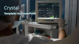  Presentation with data medical - Beautiful theme featuring gloved-hand-of-young-female backdrop and a ocean colored foreground