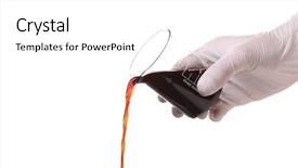  Presentation with liquid - Presentation theme with gloved hand pouring liquid background and a white colored foreground