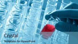  Presentation with lab test - Theme consisting of gloved hand with lab test background and a light blue colored foreground