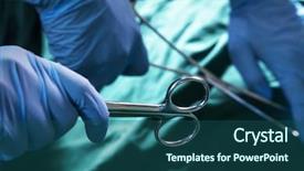  Presentation with surgical - Cool new PPT theme with gloved hands holding surgical scissor backdrop and a  colored foreground