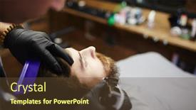  Presentation with professional - Theme consisting of gloved-hands-of-haircare-professional background and a tawny brown colored foreground