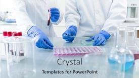  Presentation with testing - PPT theme having gloved-hands-of-two-contemporary background and a light blue colored foreground