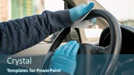  Presentation with car buying - Slide set consisting of gloved-hands-of-young-man background and a ocean colored foreground