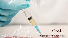  Presentation with medical science futuristic technology abstract - Presentation theme consisting of gloved researchers hand injecting meat background and a lemonade colored foreground