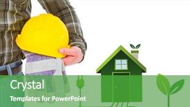  Presentation with clean house - PPT theme with gloves against clean energy background and a shamrock green colored foreground