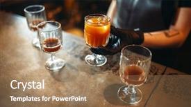  Presentation with bartender - Slide deck having gloves apron - female bartender holding a glass background and a coral colored foreground