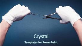  Presentation with heal - PPT theme with gloves holding surgery dental background and a ocean colored foreground