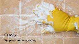  Presentation with rubber gloves - PPT theme featuring gloves is used to convert background and a soft green colored foreground