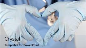  Presentation with hands heart - Presentation design consisting of gloves making shape of heart background and a light blue colored foreground