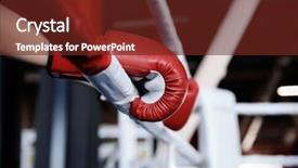  Presentation with boxing ring - Slide deck enhanced with gloves on rope of boxing background and a tawny brown colored foreground