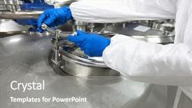  Presentation with industrial engineering - Audience pleasing presentation consisting of gloves opening industrial process backdrop and a gray colored foreground