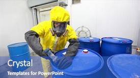  Presentation with mask - Slides having gloves professional dealing with chemical background and a teal colored foreground