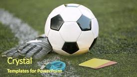  Presentation with football referee - PPT theme having gloves referee whistle and caution background and a tawny brown colored foreground