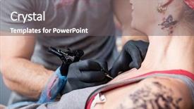  Presentation with artistic artist art brush - PPT theme with gloves while making the contour background and a gray colored foreground