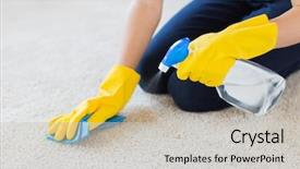  Presentation with rubber gloves - Audience pleasing PPT theme consisting of up of woman in rubber backdrop and a soft green colored foreground