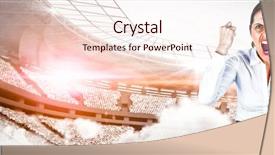  Presentation with stadium - Slide deck enhanced with wrath - portrait of screaming businesswoman clanching background and a  colored foreground