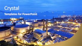  Presentation with petrochemical - Cool new PPT theme with glow light of petrochemical industry backdrop and a cobalt blue colored foreground