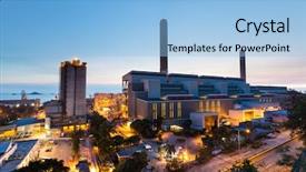  Presentation with petrochemical - PPT theme featuring glow light of petrochemical industry background and a light blue colored foreground