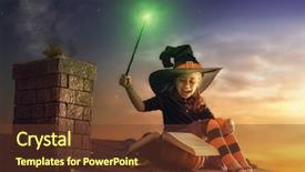  Presentation with conjuring - Presentation design consisting of glow sticks - happy halloween cute cheerful little background and a tawny brown colored foreground