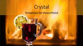  Presentation with orange slice - Beautiful PPT theme featuring glow sticks - hot mulled wine with orange backdrop and a gold colored foreground