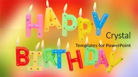  Presentation with birthday - PPT theme consisting of glow sticks - set of colored birthday candles background and a yellow colored foreground