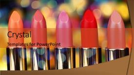  Presentation with glow - Slides with glow sticks - set of lipsticks on bright background and a red colored foreground