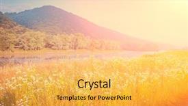  Presentation with vintage retro - Presentation theme with glowing background - fantastic foggy river with fresh background and a yellow colored foreground