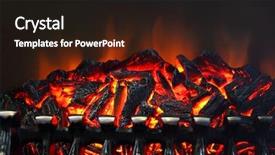  Presentation with burning coal - Presentation theme with glowing coals and fire flames background and a wine colored foreground